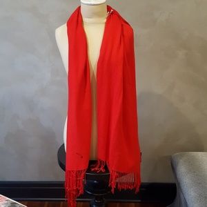 Soft Bright Red Viscose Winter Rectangle Scarf